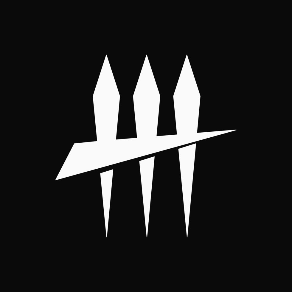 Arrow and Fence Logo Concept. Simple, Flat and Minimalist Logotype. Black and White. Suitable for Logo, Icon, Symbol and Sign. Such as Defend or Security Logo vector