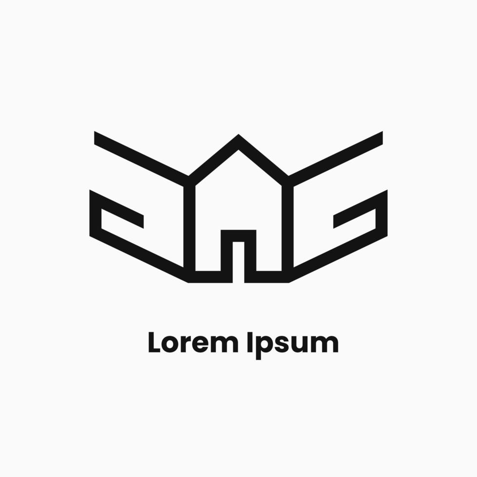 concepto de logotipo de la letra gg y la casa. logotipo simple, plano, limpio, combinación y línea. adecuado para logotipo, icono, símbolo y signo. como logotipo inicial o de bienes raíces vector