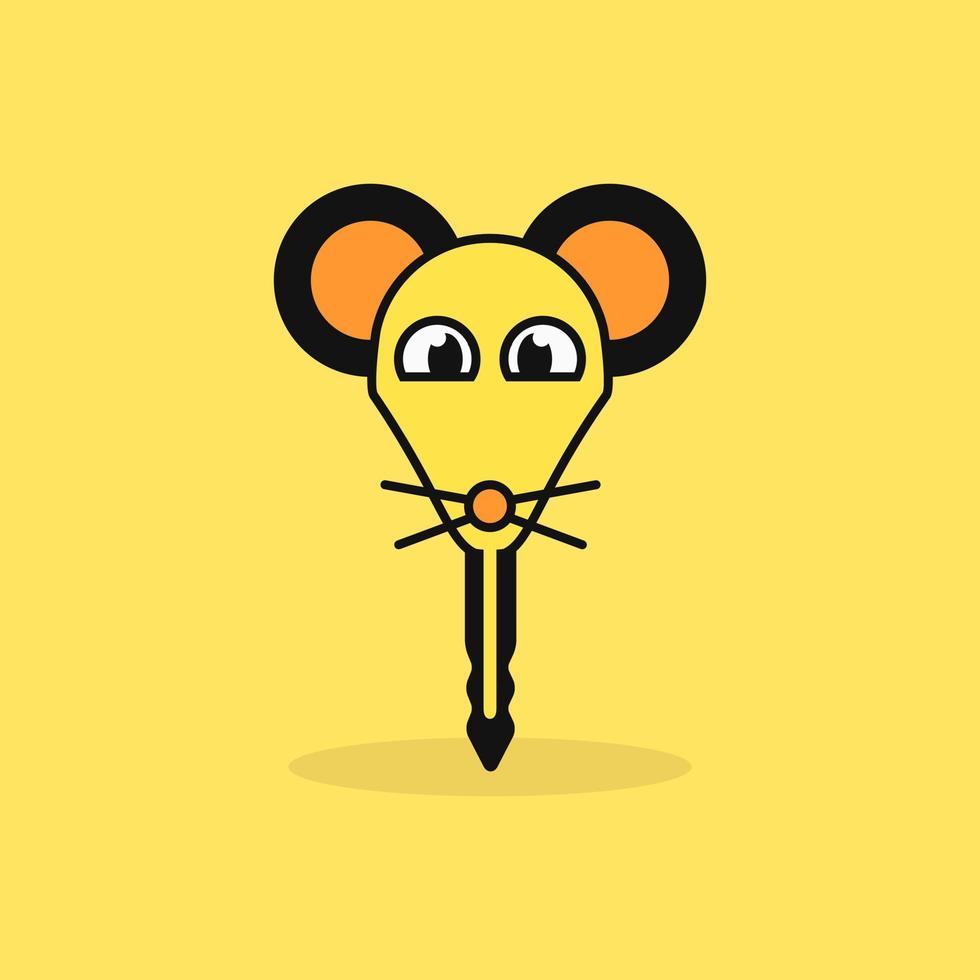 Rat and Key Logo Concept. Animal, Cartoon, Mascot, Flat and Cute Logotype. Suitable for Logo, Icon, Symbol, and sign. Such as Kids or Security logo vector