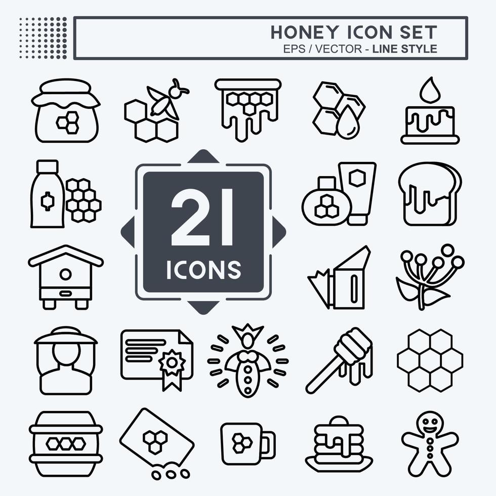 conjunto de iconos miel. apto para granja de abejas. estilo de línea diseño simple editable. vector de plantilla de diseño. ilustración sencilla