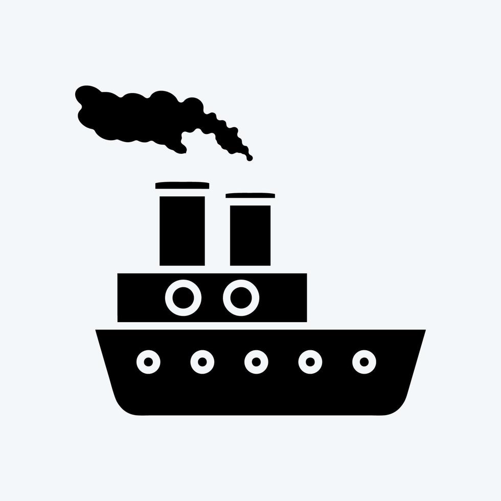 icono de barco de vapor. adecuado para el símbolo de la educación. estilo de glifo. diseño simple editable. vector de plantilla de diseño. ilustración sencilla