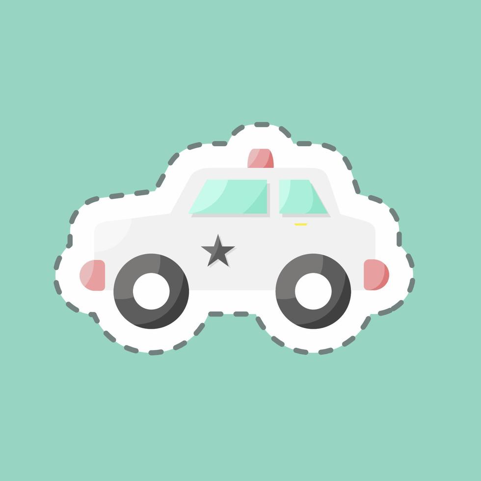 coche de policía de corte de línea de pegatina. adecuado para el símbolo de la educación. diseño simple editable. vector de plantilla de diseño. ilustración sencilla