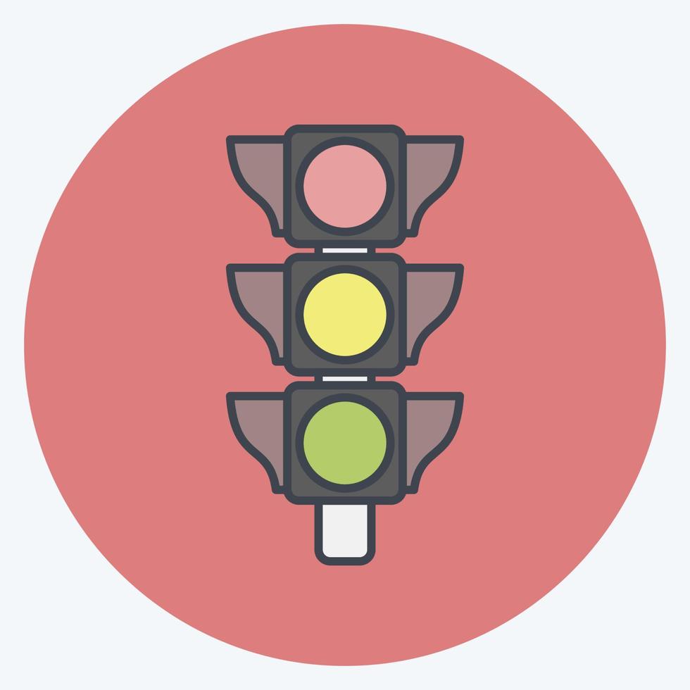 Icon Traffic Signal. suitable for education symbol. color mate style. simple design editable. design template vector. simple illustration vector
