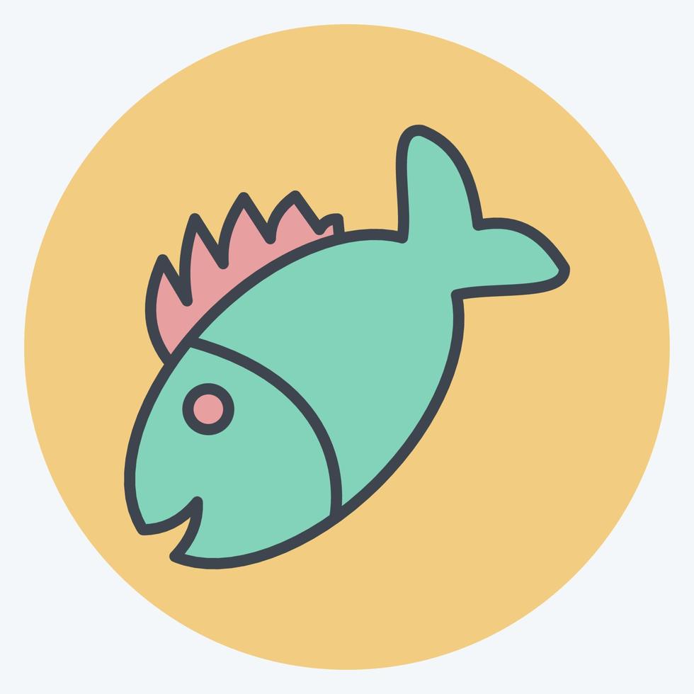 Icon Grilled Fish. suitable for Meat. color mate style. simple design editable. design template vector. simple illustration vector