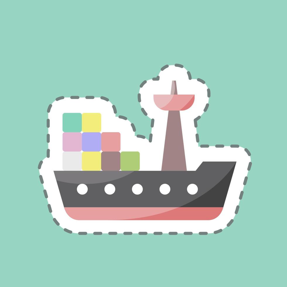 Sticker line cut Cargo Ship. suitable for Education symbol. simple design editable. design template vector. simple illustration vector