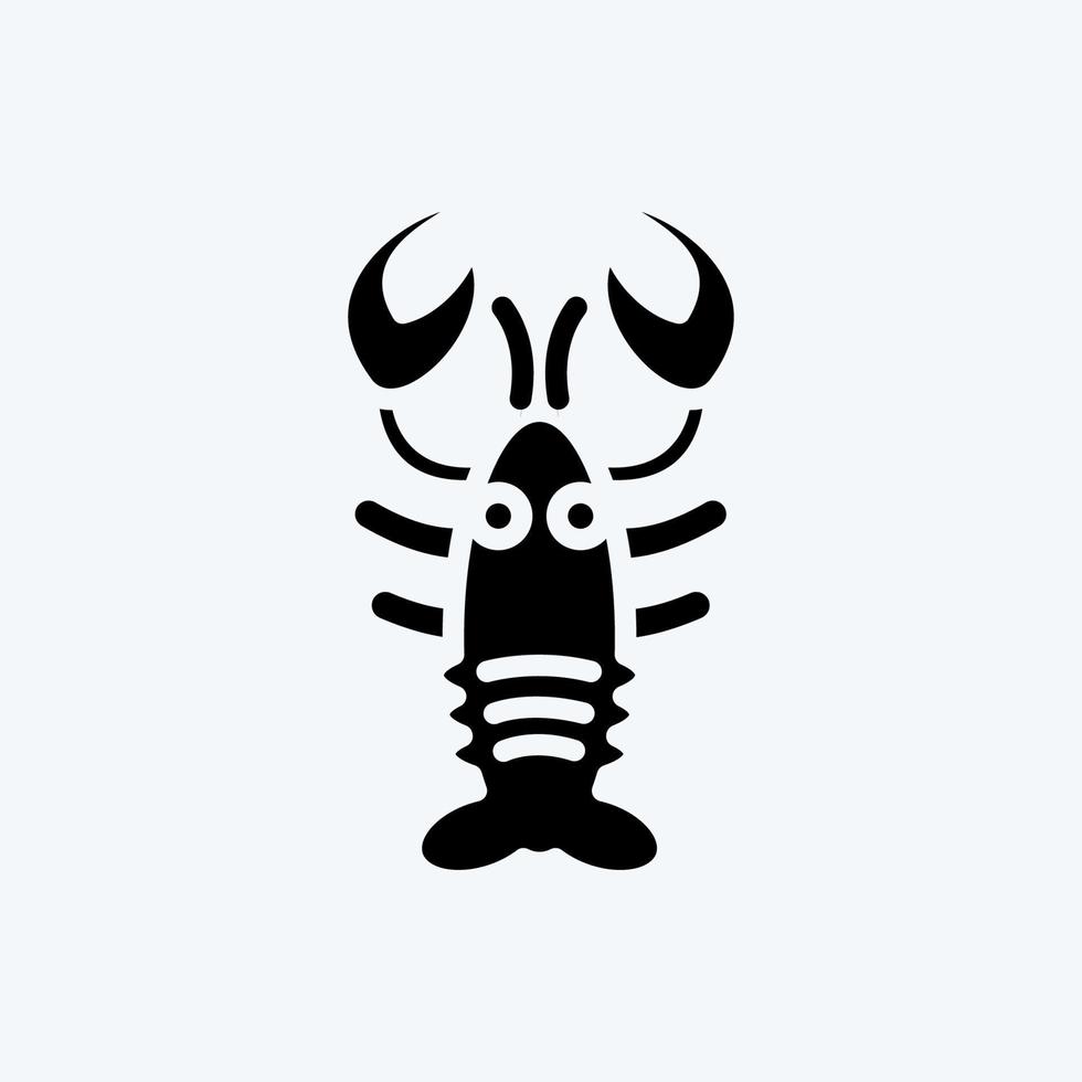 Icon Lobster. suitable for Meat. glyph style. simple design editable. design template vector. simple illustration vector