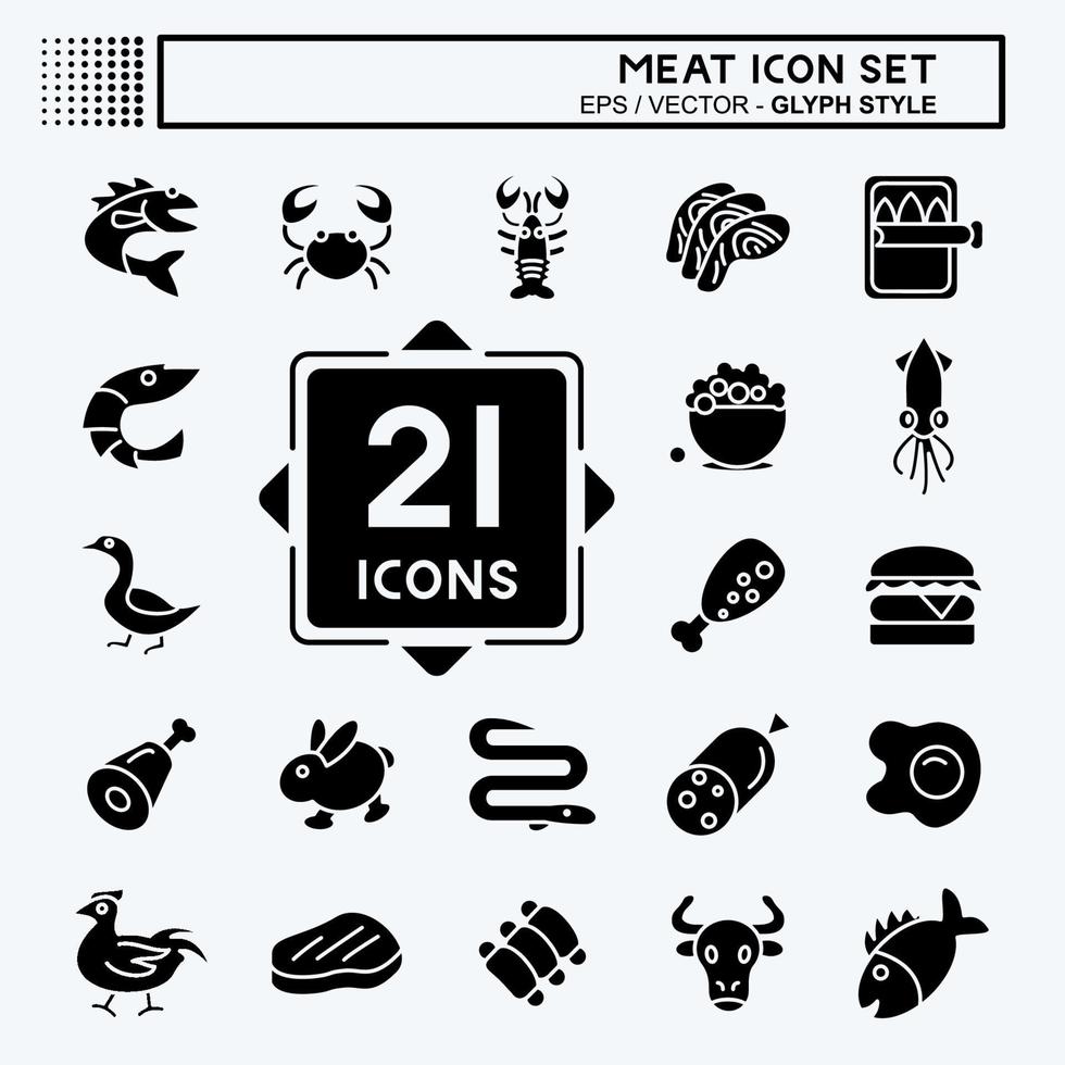 conjunto de iconos de carne. adecuado para la comida. estilo de glifo. diseño simple editable. vector de plantilla de diseño. ilustración sencilla