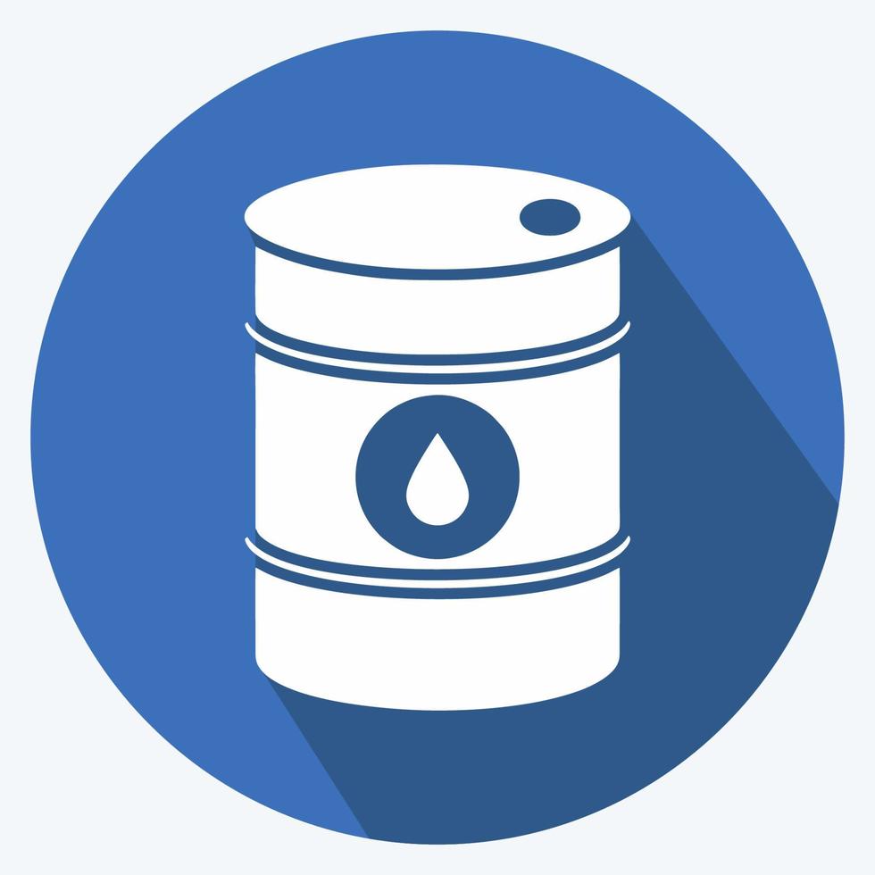 icono de barril de petróleo. adecuado para el símbolo de la educación. estilo de sombra larga. diseño simple editable. vector de plantilla de diseño. ilustración sencilla