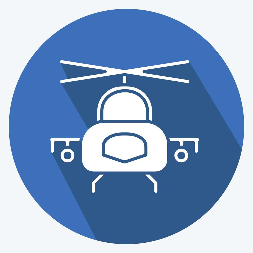 Icon Military Helicopter. suitable for Education symbol. long shadow style. simple design editable. design template vector. simple illustration vector