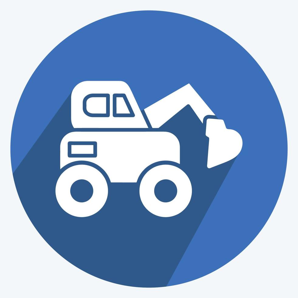 Icon Escavator. suitable for Education symbol. long shadow style. simple design editable. design template vector. simple illustration vector