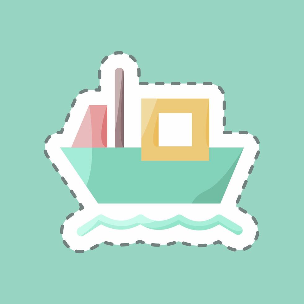 Sticker line cut Cargo Barge. suitable for education symbol. simple design editable. design template vector. simple illustration vector