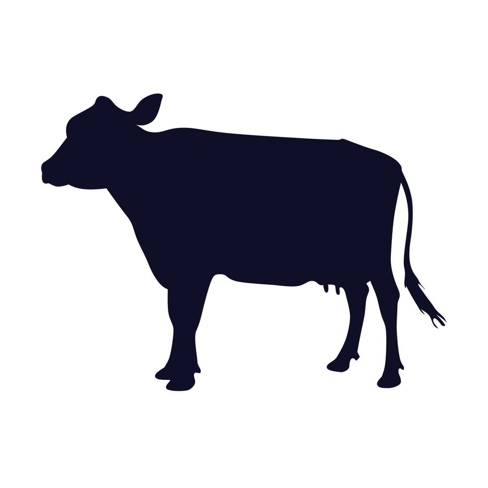 cow silhouette on white backwound vector