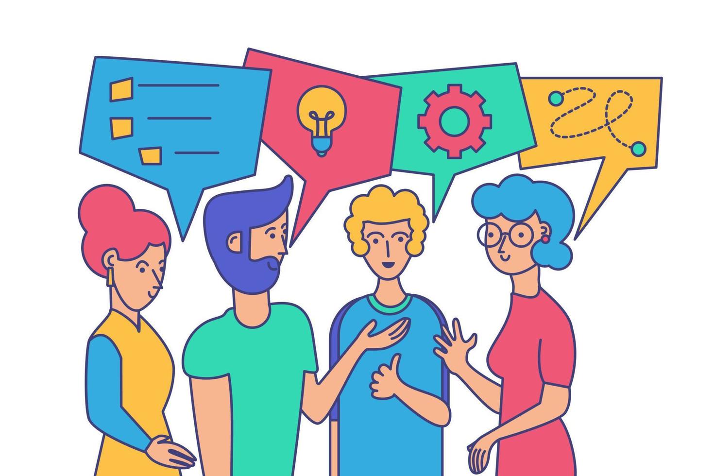Team building, brainstorm vector illustration