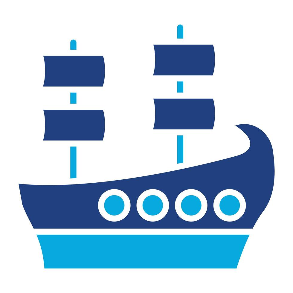 Galleon Glyph Two Color Icon vector