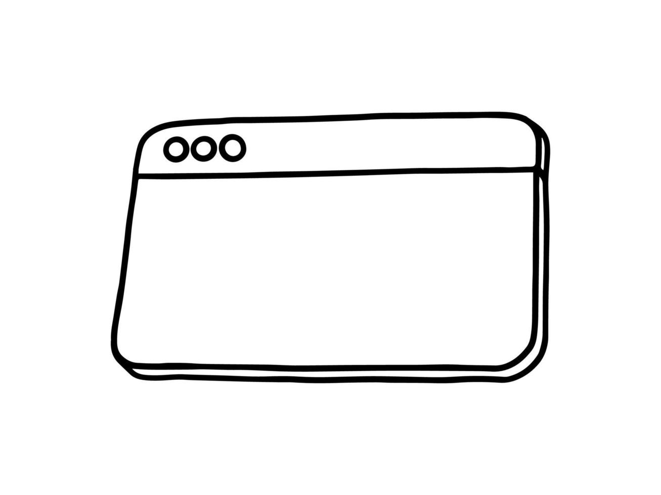 Open empty browser window hand drawn outline doodle icon. Internet browser, website, user interface concept. Vector sketch illustration