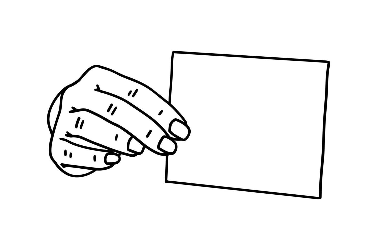 hand hold empty paper doodle vector illustration