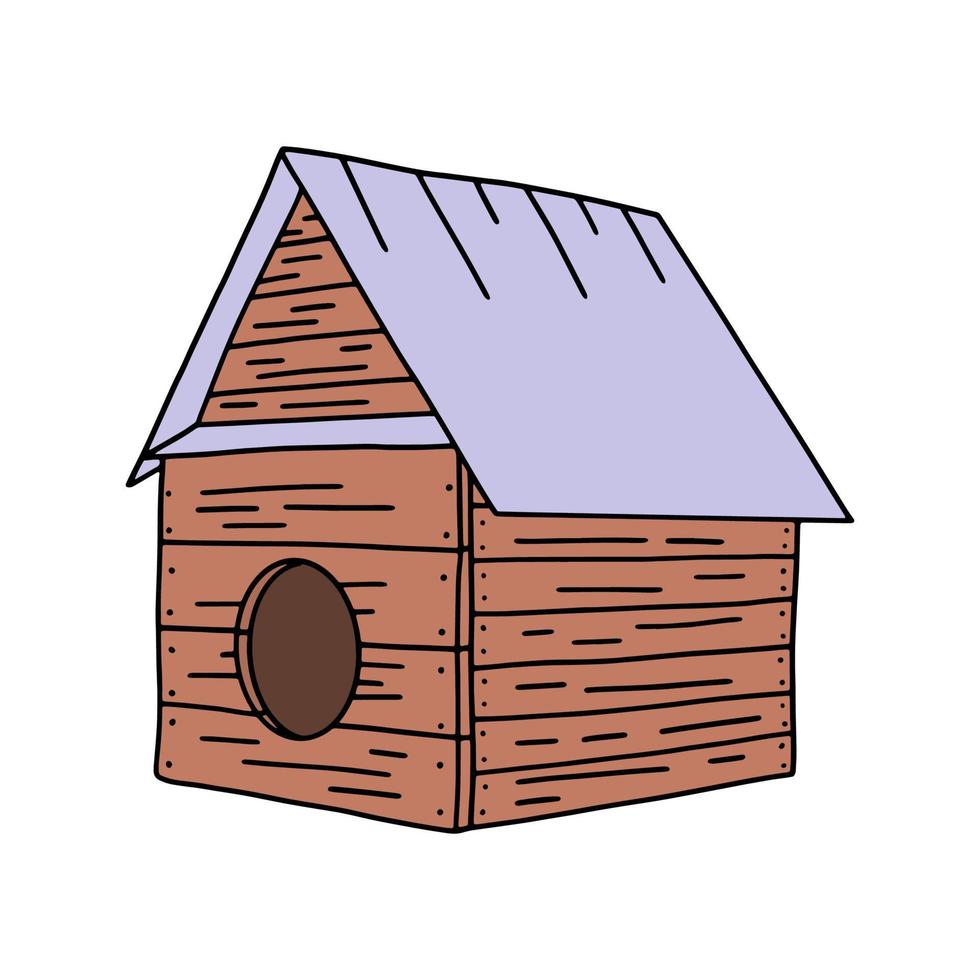 Hand drawn doghouse doodle. Vector illustration of Dog house.