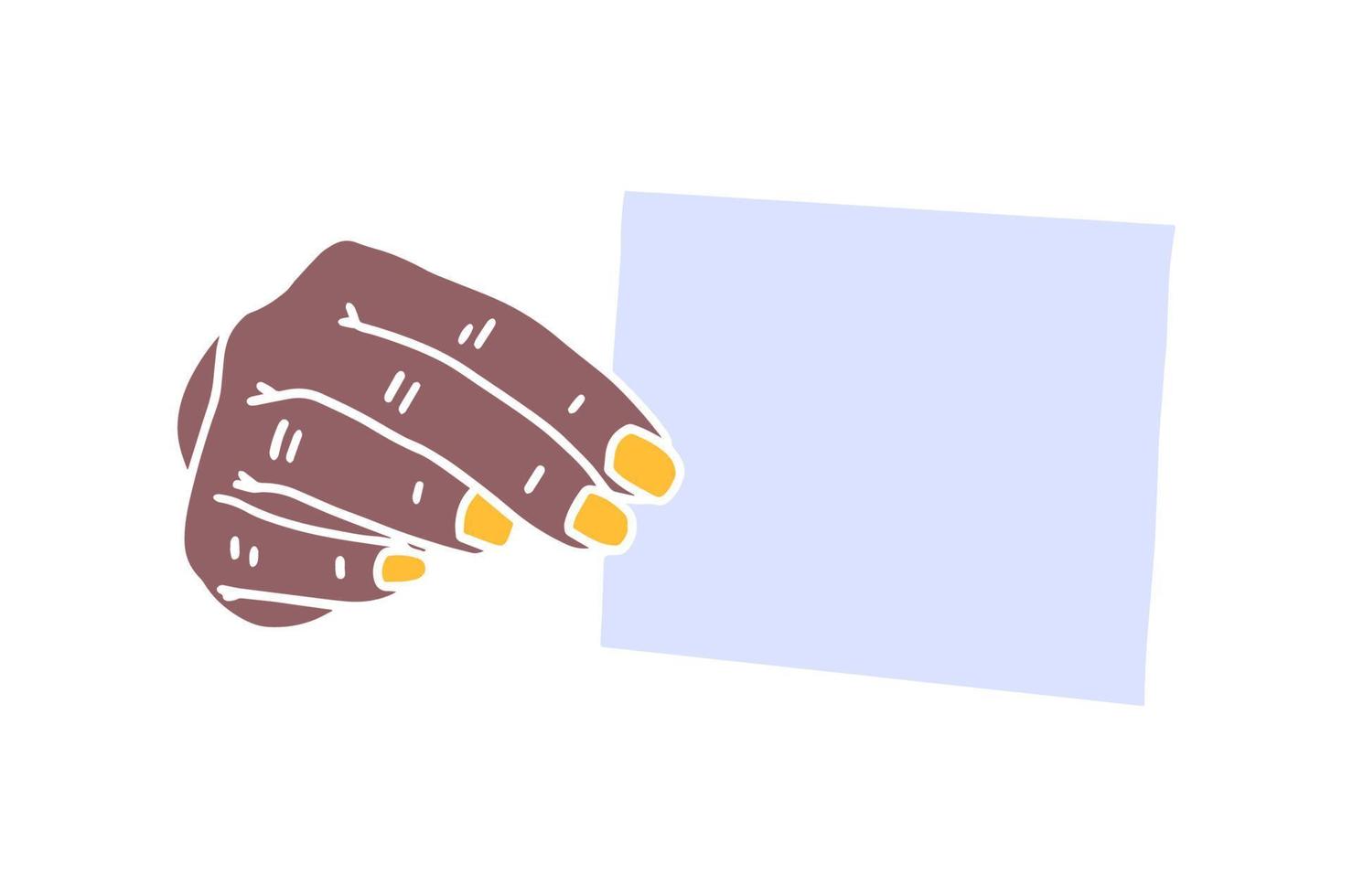 hand hold empty paper doodle vector illustration