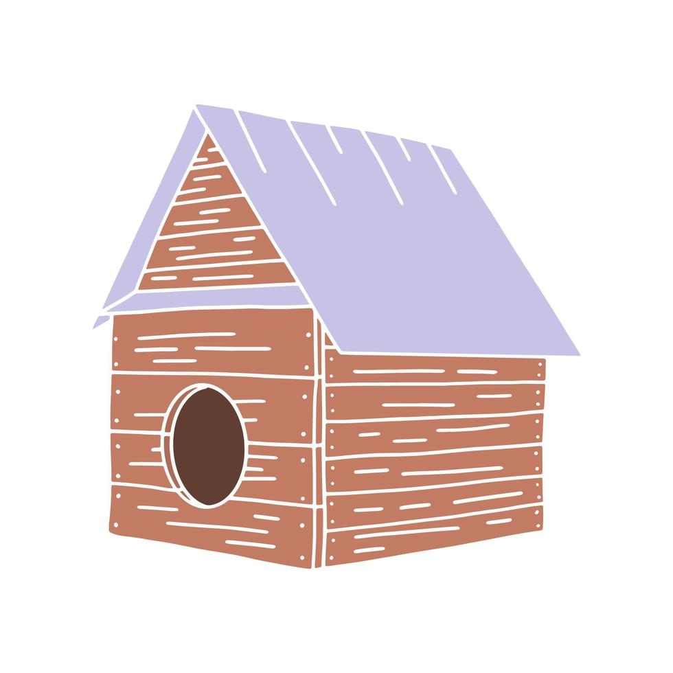 Hand drawn doghouse doodle. Vector illustration of Dog house.