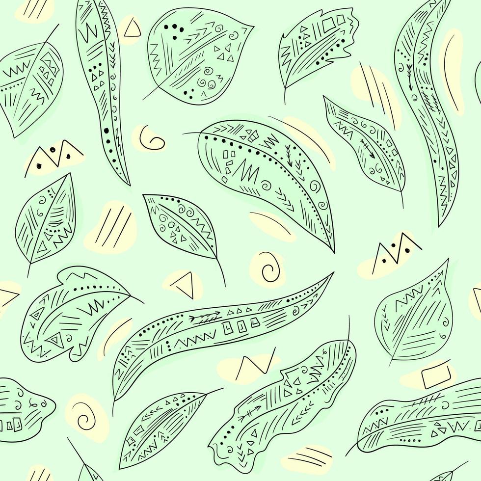 Seamless background with geometric leaves. Nature pattern vector