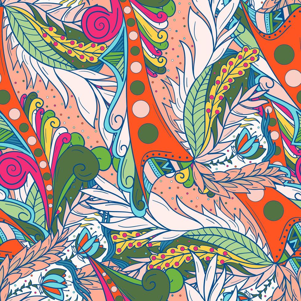 Seamless pattern background with abstract leaves and flower vector