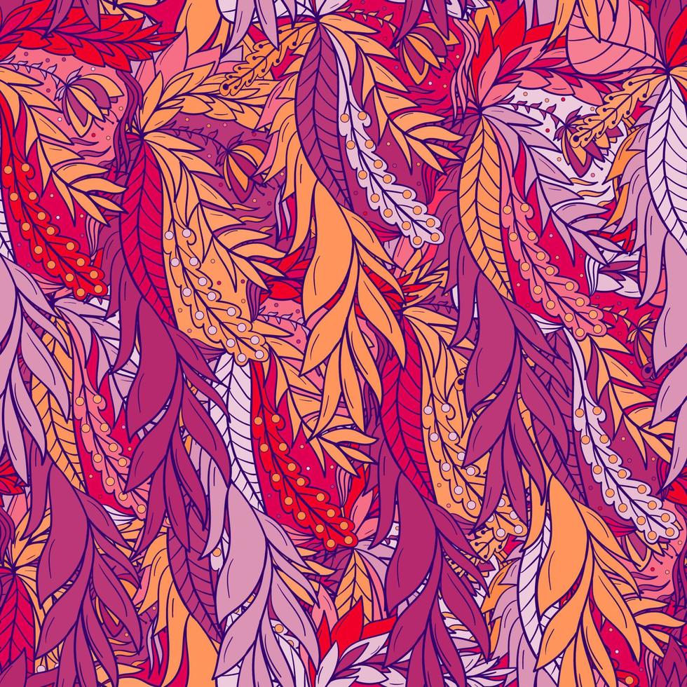 Seamless pattern background with abstract leaves and flower vector