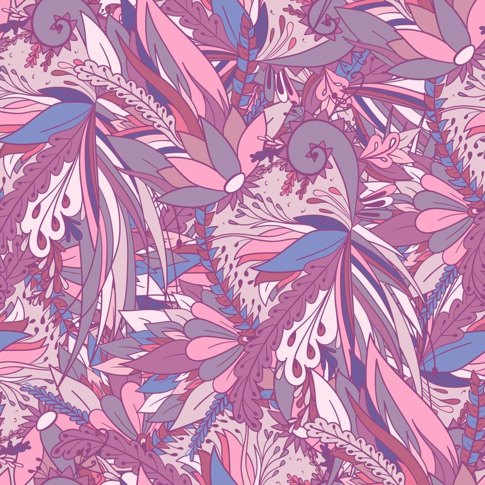 Seamless pattern with abstract flowers and leaves vector