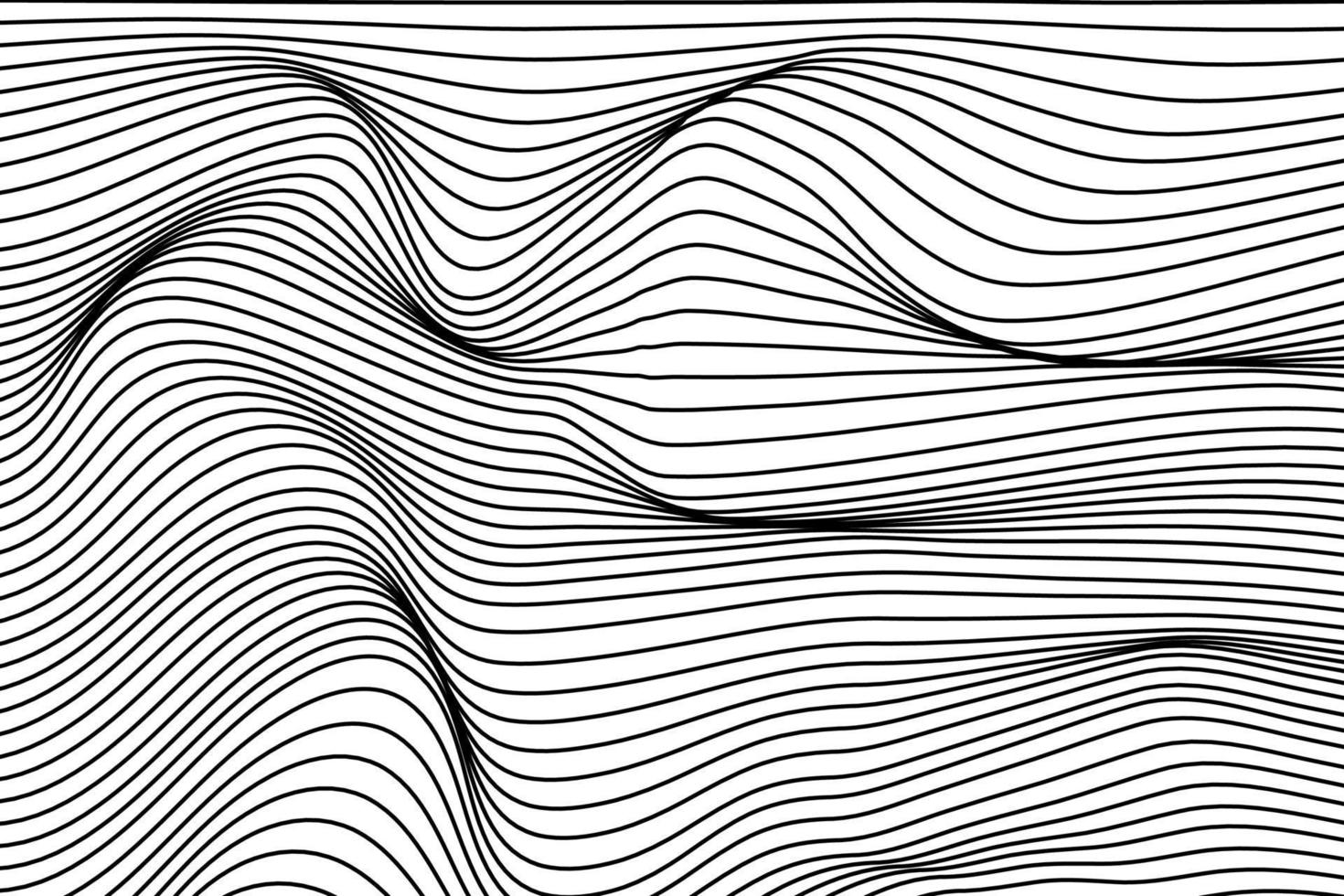 Abstraction. Black waved lines on a white background. Vector illustration.