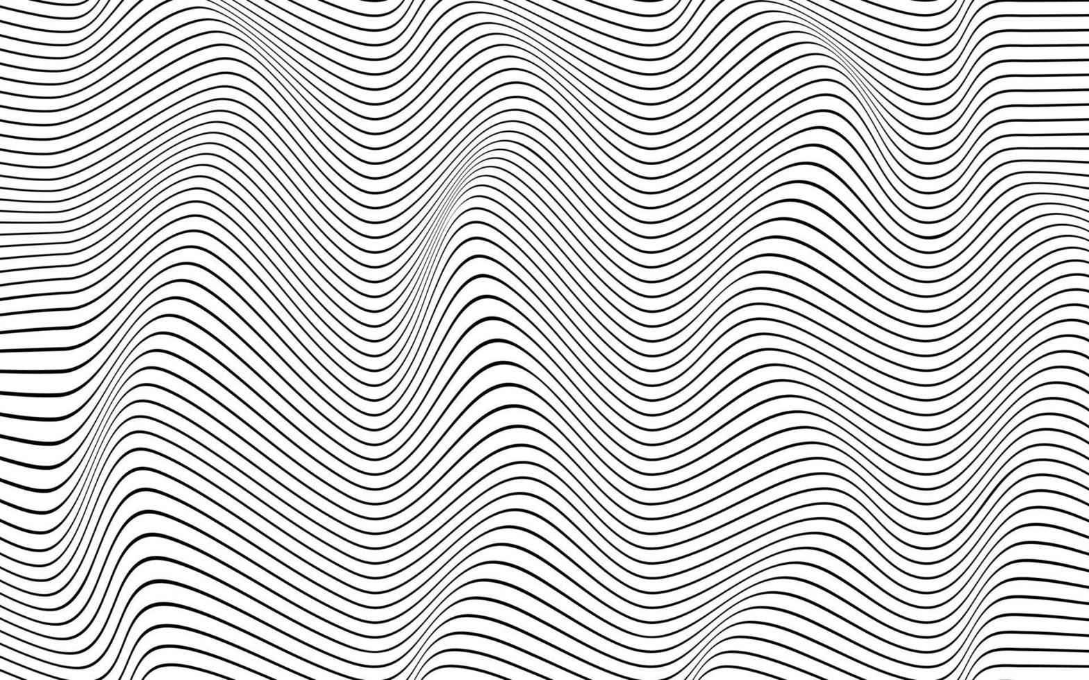 Abstraction. Black waved lines on a white background. Vector illustration