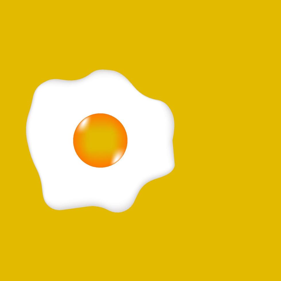 Fried egg flat design icon on yellow background. Vector illustration