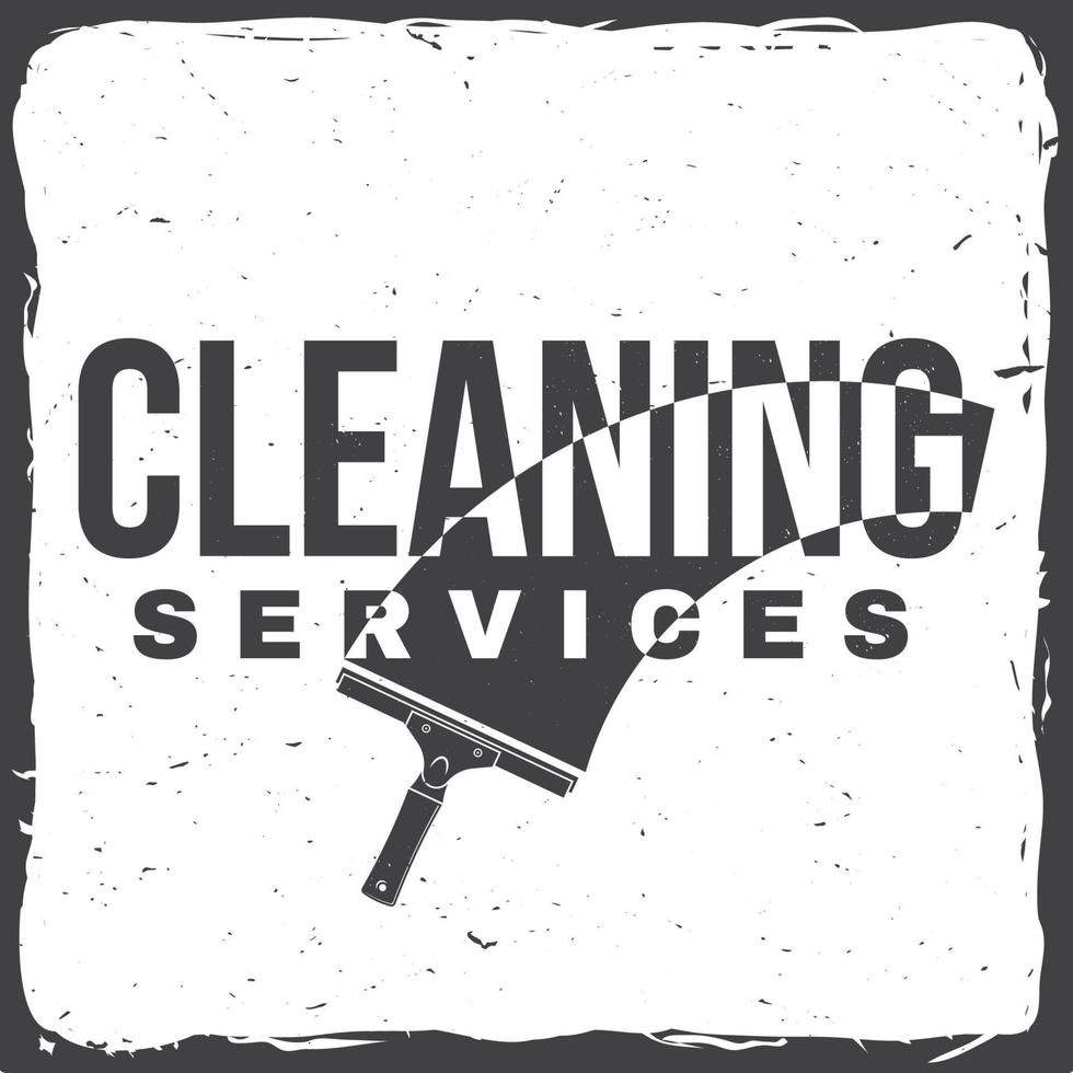 Cleaning company badge, emblem. Vector illustration. Concept for shirt, stamp or tee. Vintage typography design with cleaning equipments. Cleaning service sign for company related business