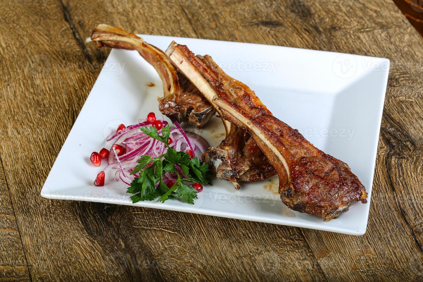 Grilled lamb chops photo