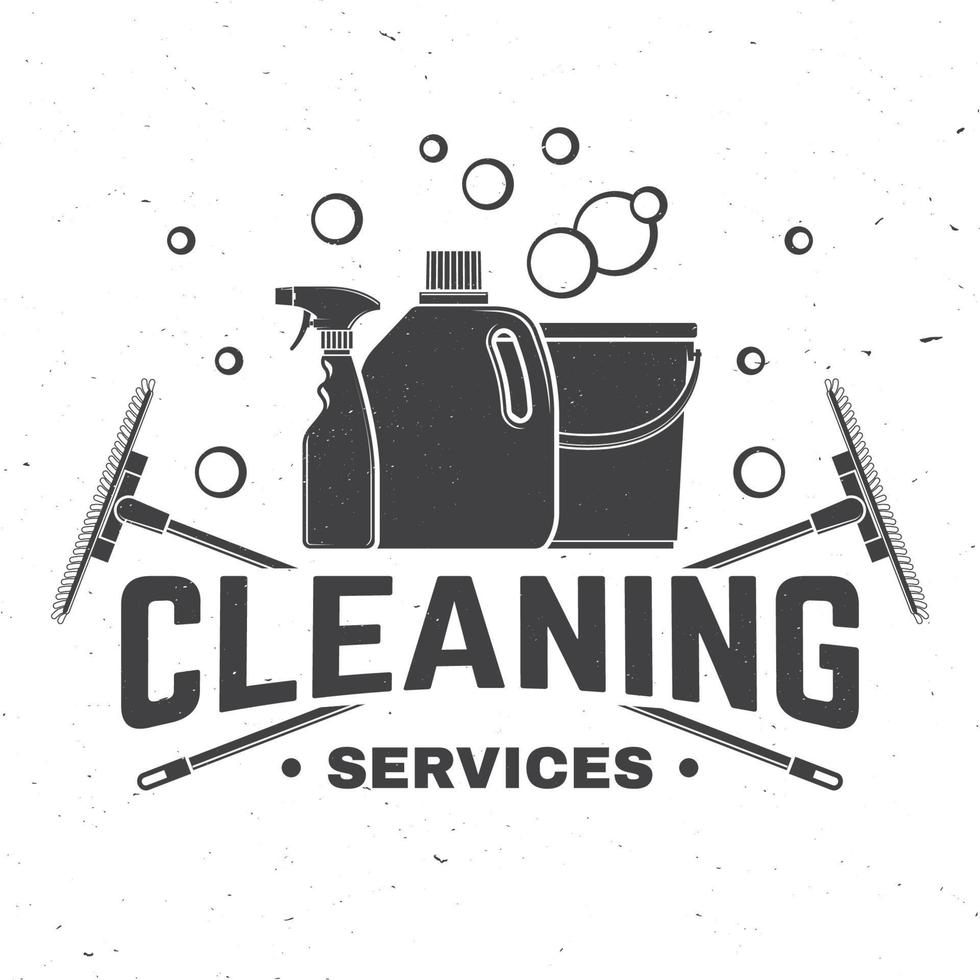 Cleaning company badge, emblem. Vector illustration. Concept for shirt