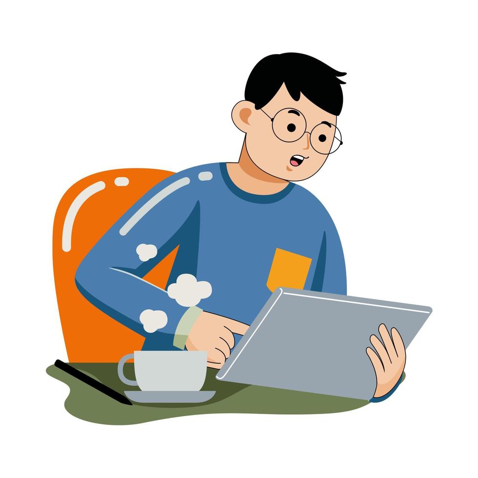 hombre trabajando con tableta grafica vector