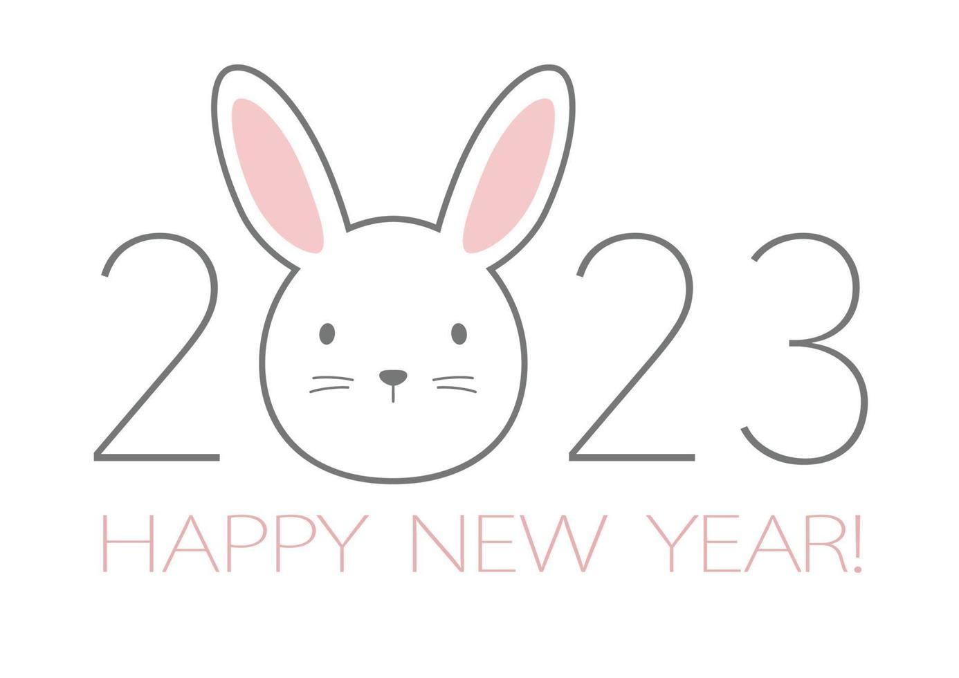 The Year 2023, The Year Of The Rabbit, Greeting Symbol With A Rabbit Mascot. vector