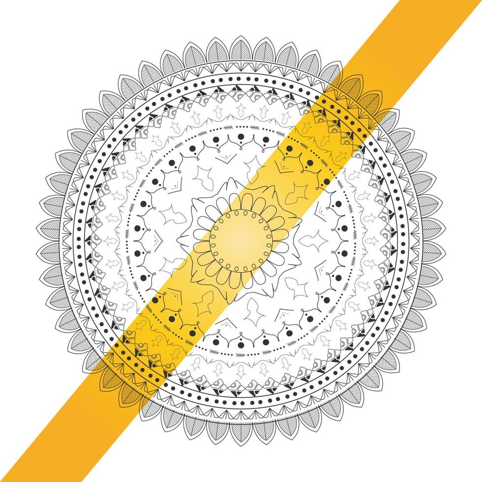 mandala de flores florales con color amarillo vector