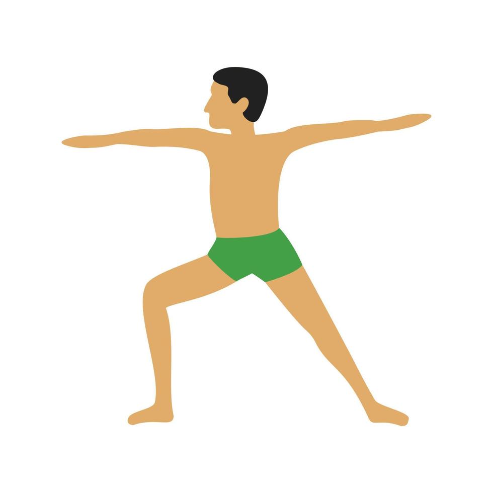 Warrior Pose Right Flat Multicolor Icon vector