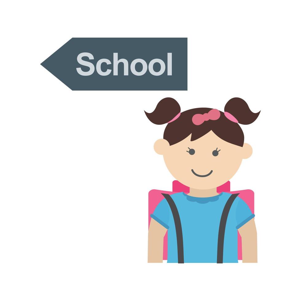 Going to School Flat Multicolor Icon vector