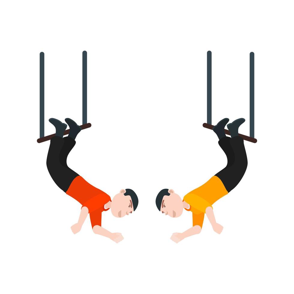 Two Persons Hanging Flat Multicolor Icon vector