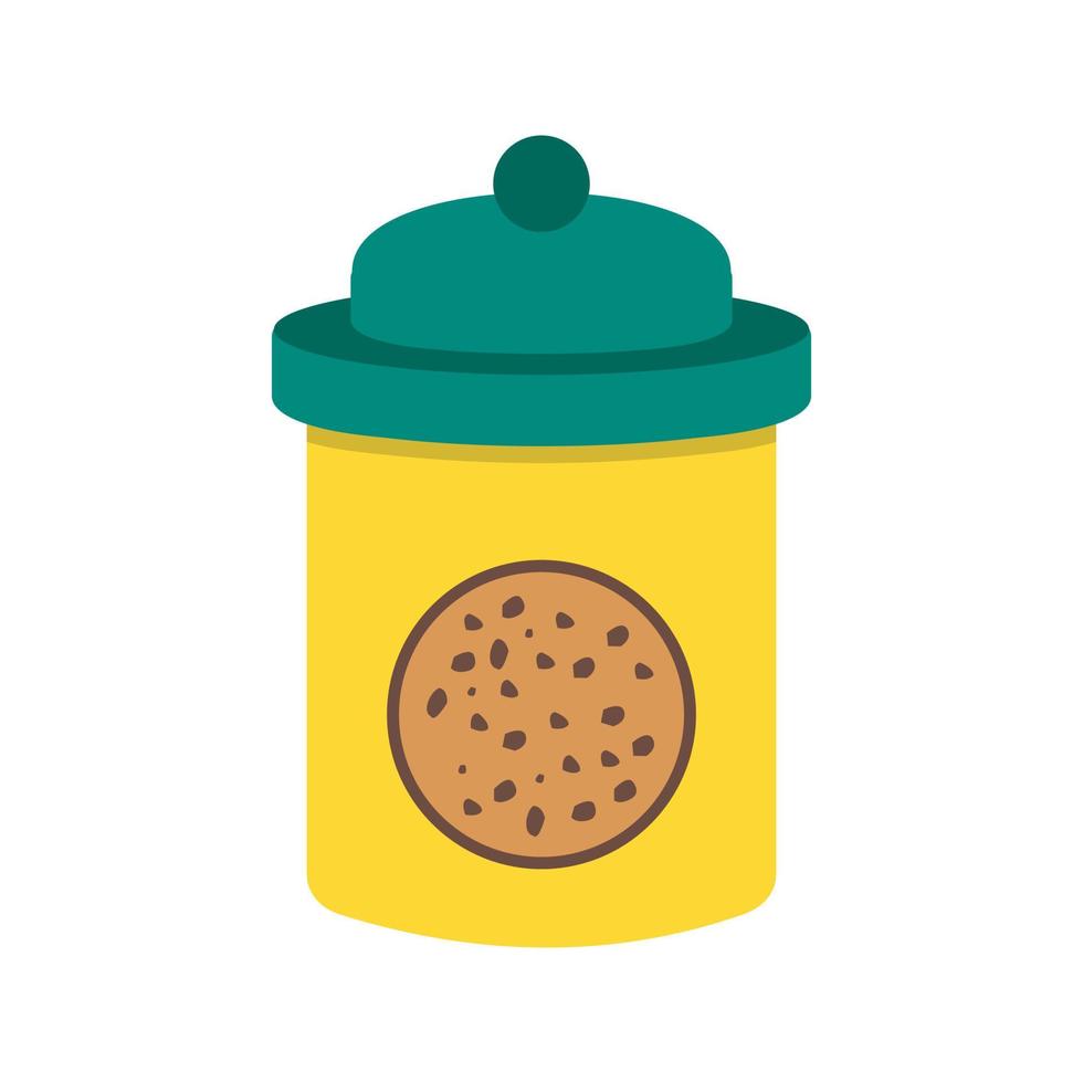 tarro de galletas, plano, multicolor, icono vector