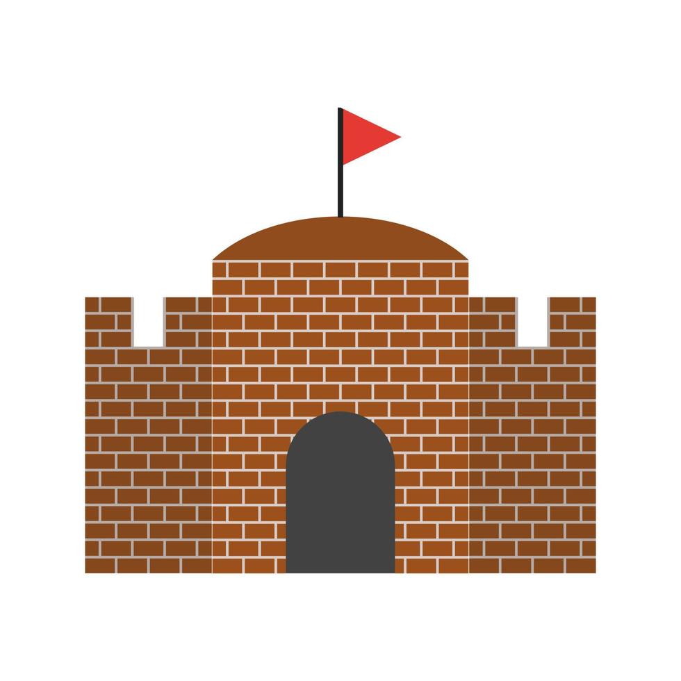 Castle with Flag Flat Multicolor Icon vector