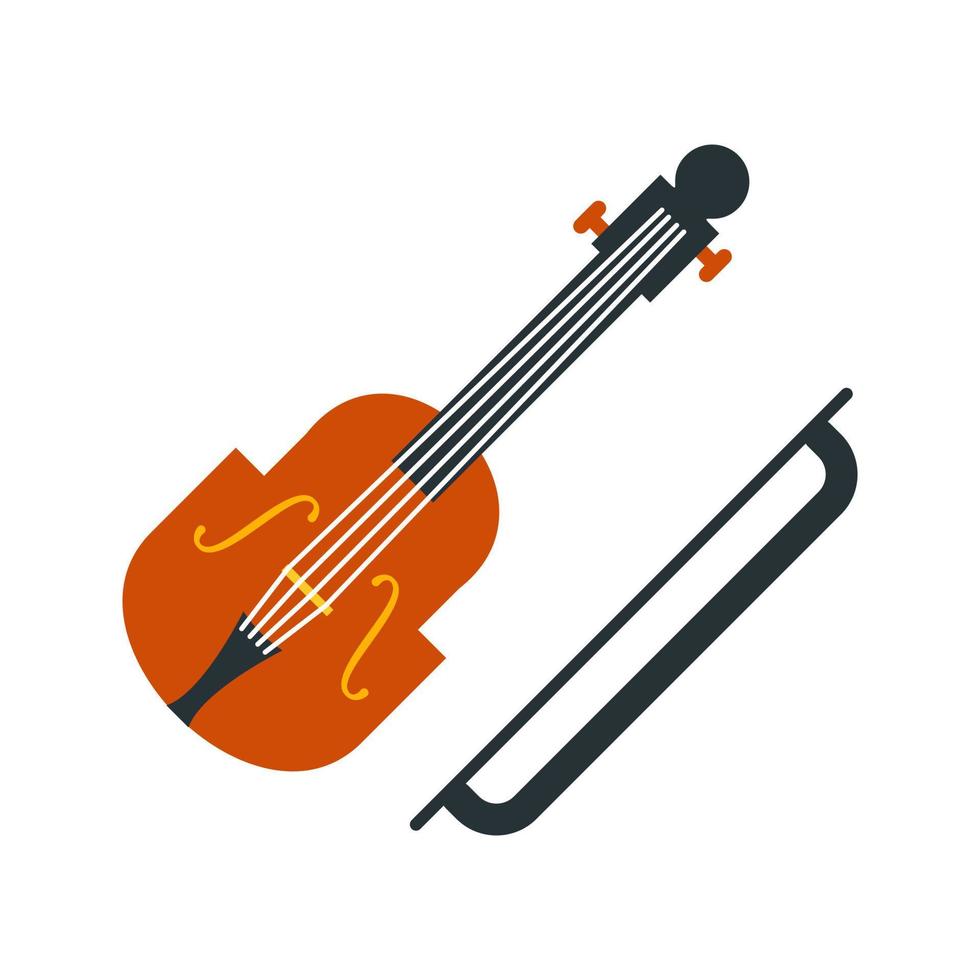 icono multicolor plano de violín vector