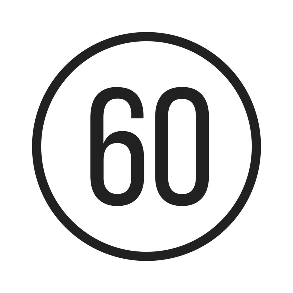 Speed limit 60 Line Icon vector