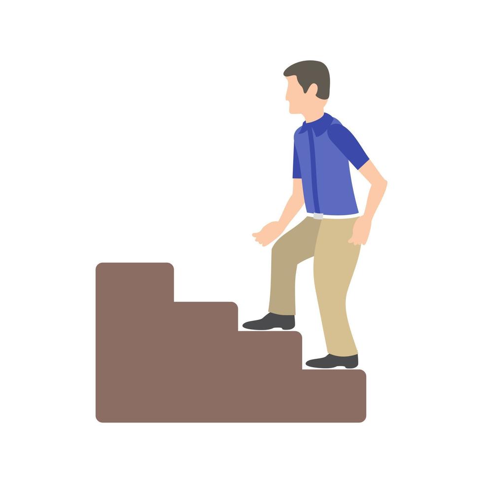 Climbing Stairs Flat Multicolor Icon vector