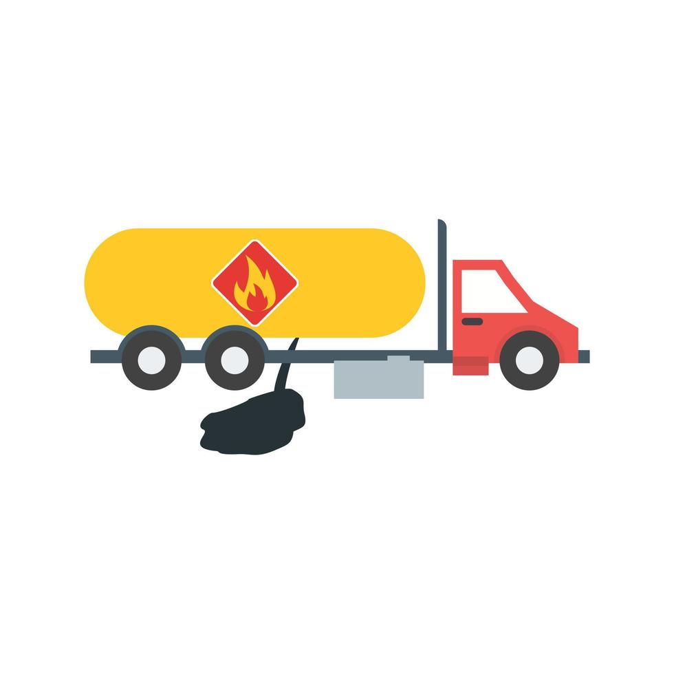 Truck Leaking Fuel Flat Multicolor Icon vector