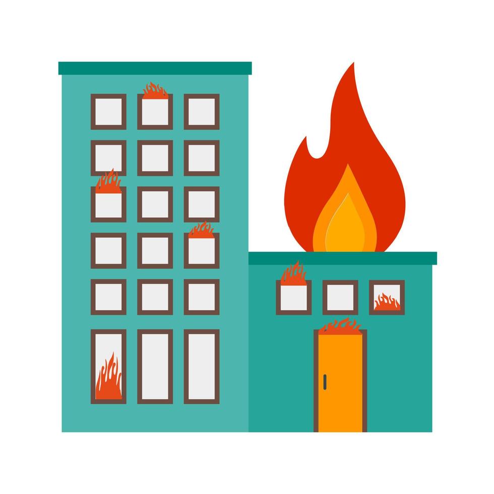 Burning Building Flat Multicolor Icon vector