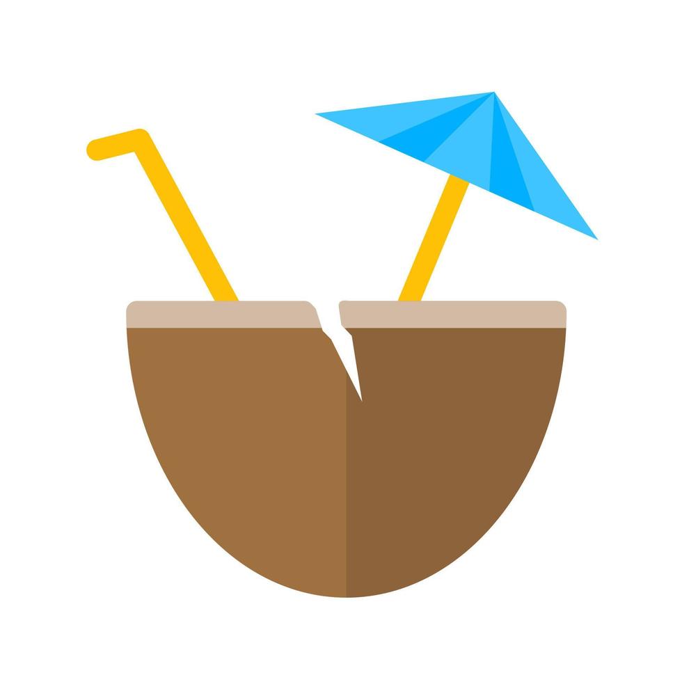 Coconut Drink Flat Multicolor Icon vector
