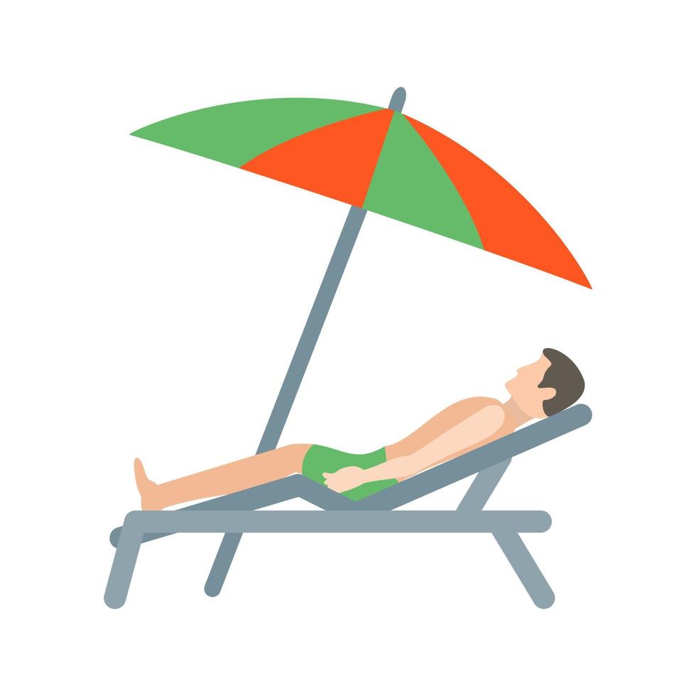 Resting on Beach Flat Multicolor Icon vector