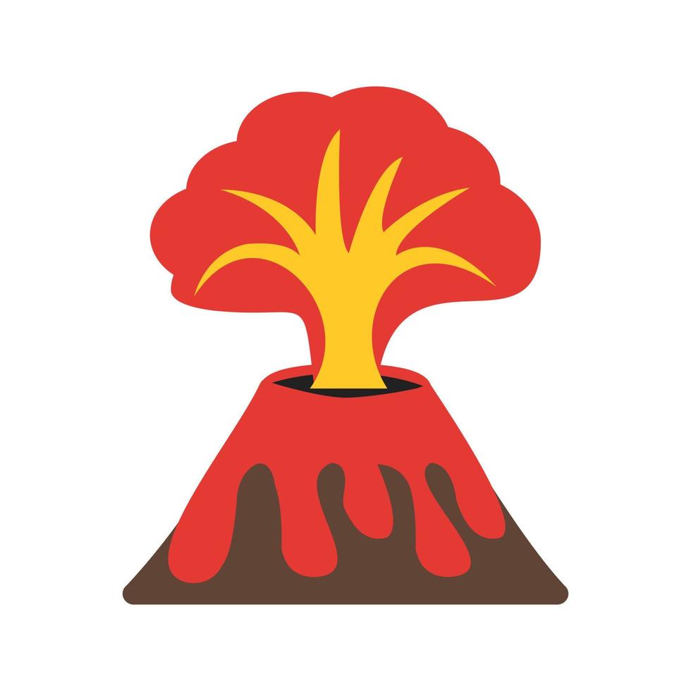 volcán en erupción icono multicolor plano vector