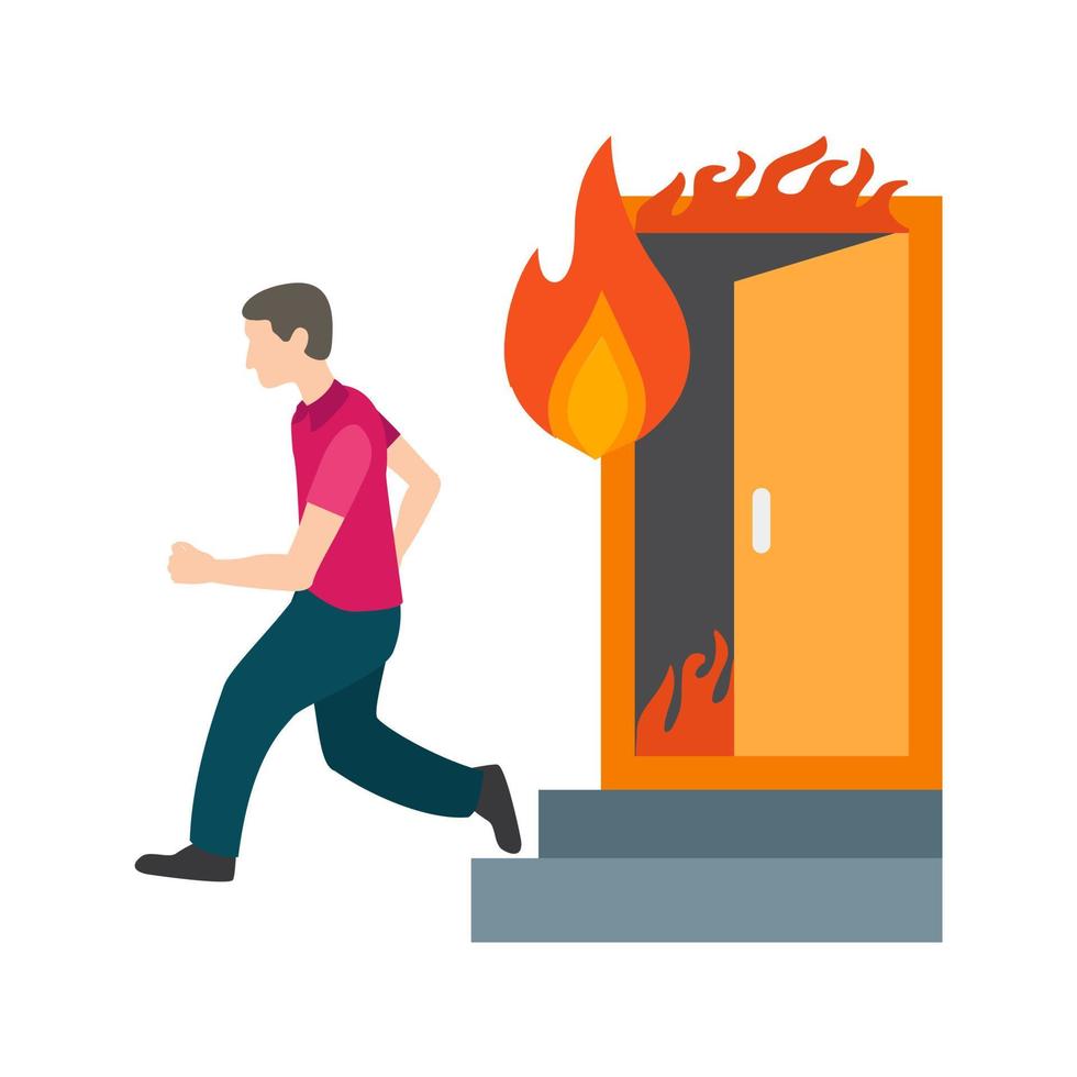 Running from Fire Flat Multicolor Icon vector
